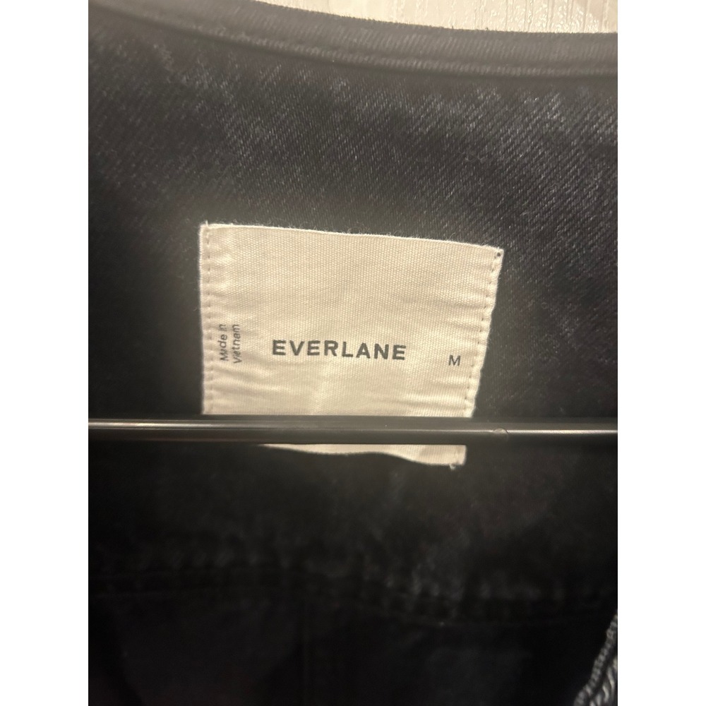 Everlane Denim Jacket Black Collarless Button Front Minimalist Utility Coat - Picture 3 of 5